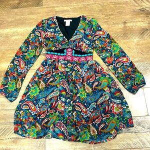 Anthropologie Flying Tomato Paisley Print Fit & Flare Boho Dress - size S